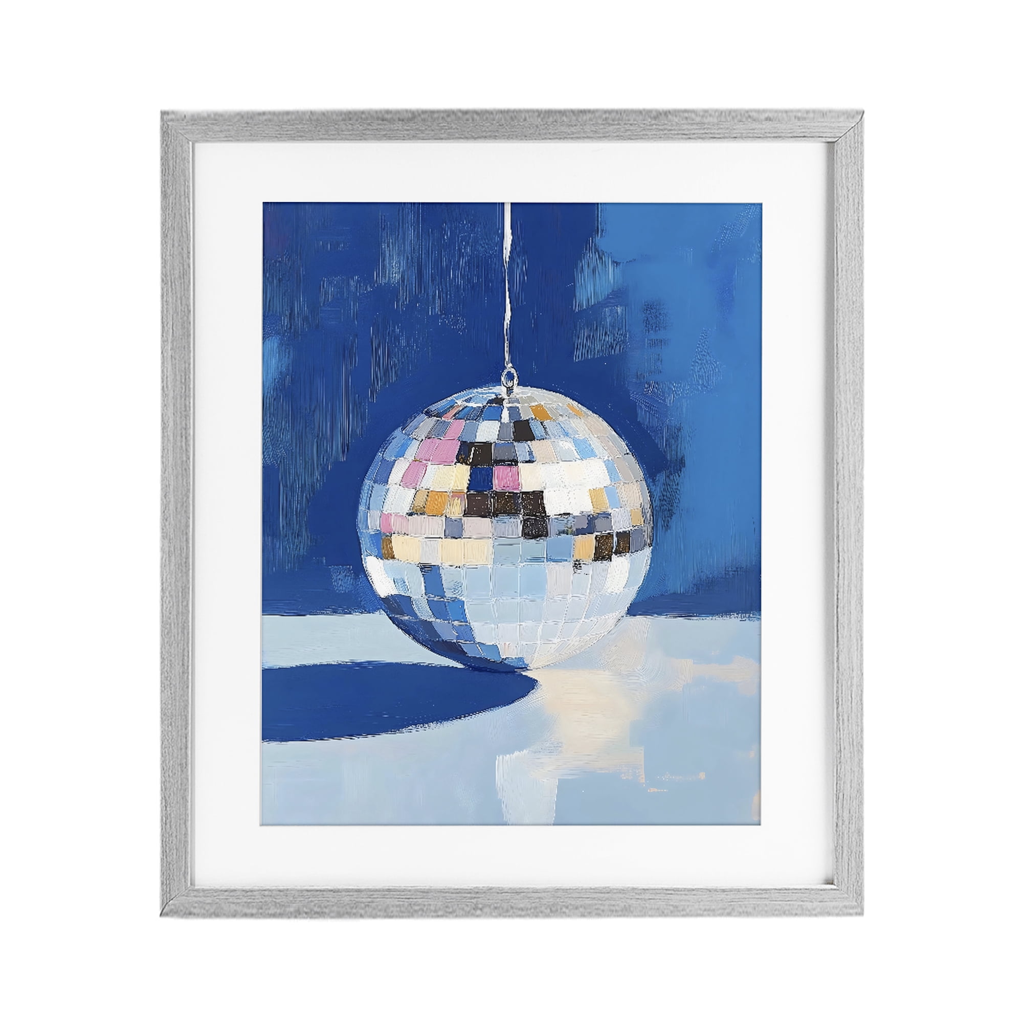 Stupell Industries Silver Dance Disco Ball Gray Framed Print Under Glass, design by The Prints Vibe