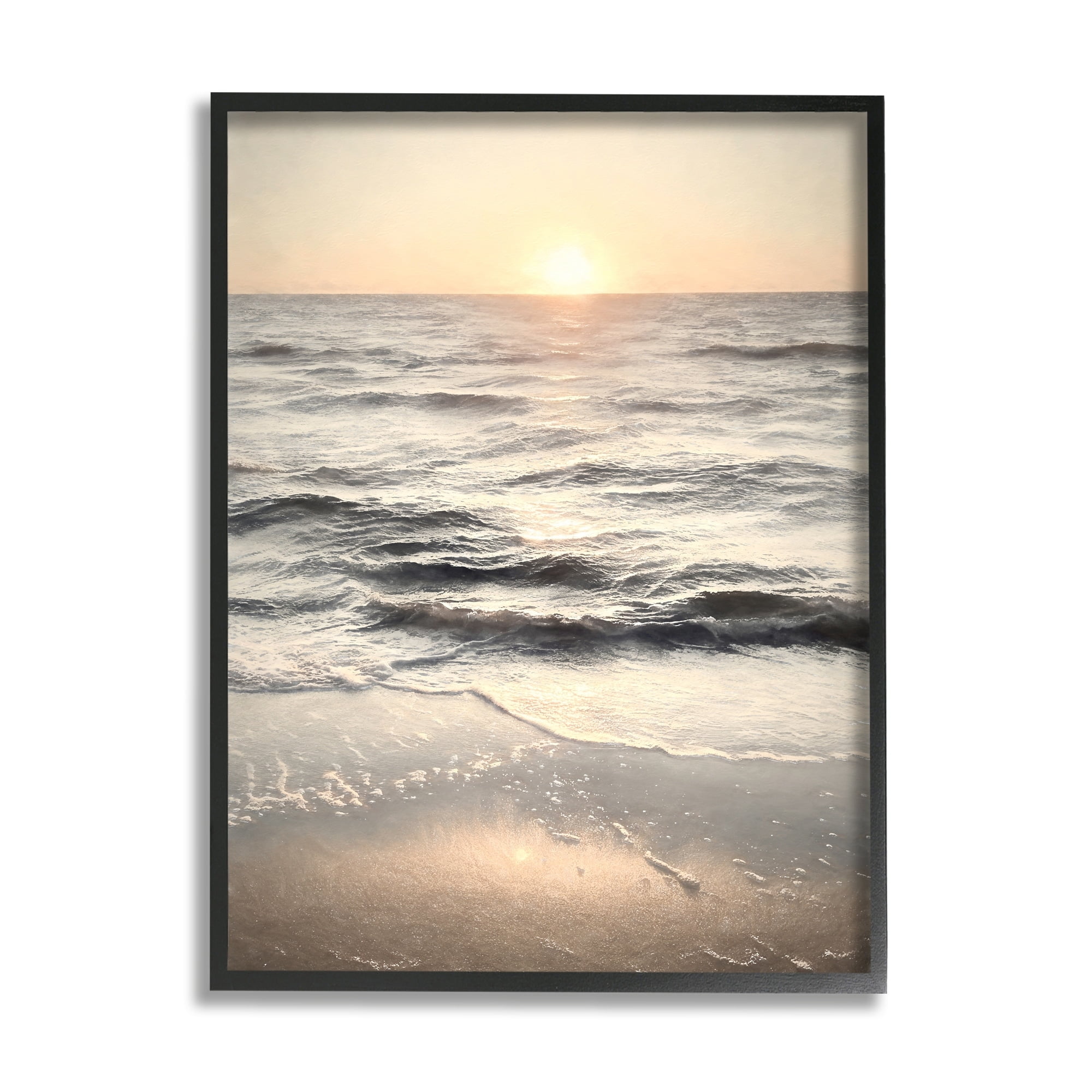 Stupell Industries Silver & Gold Sunset Photography Coastal Photography Black Framed Art Print Wall Art