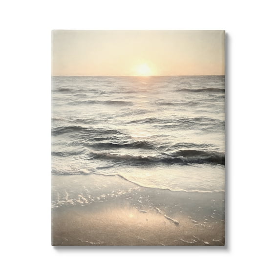 Stupell Industries Silver & Gold Sunset Photography Coastal Photography Gallery Wrapped Canvas Print Wall Art