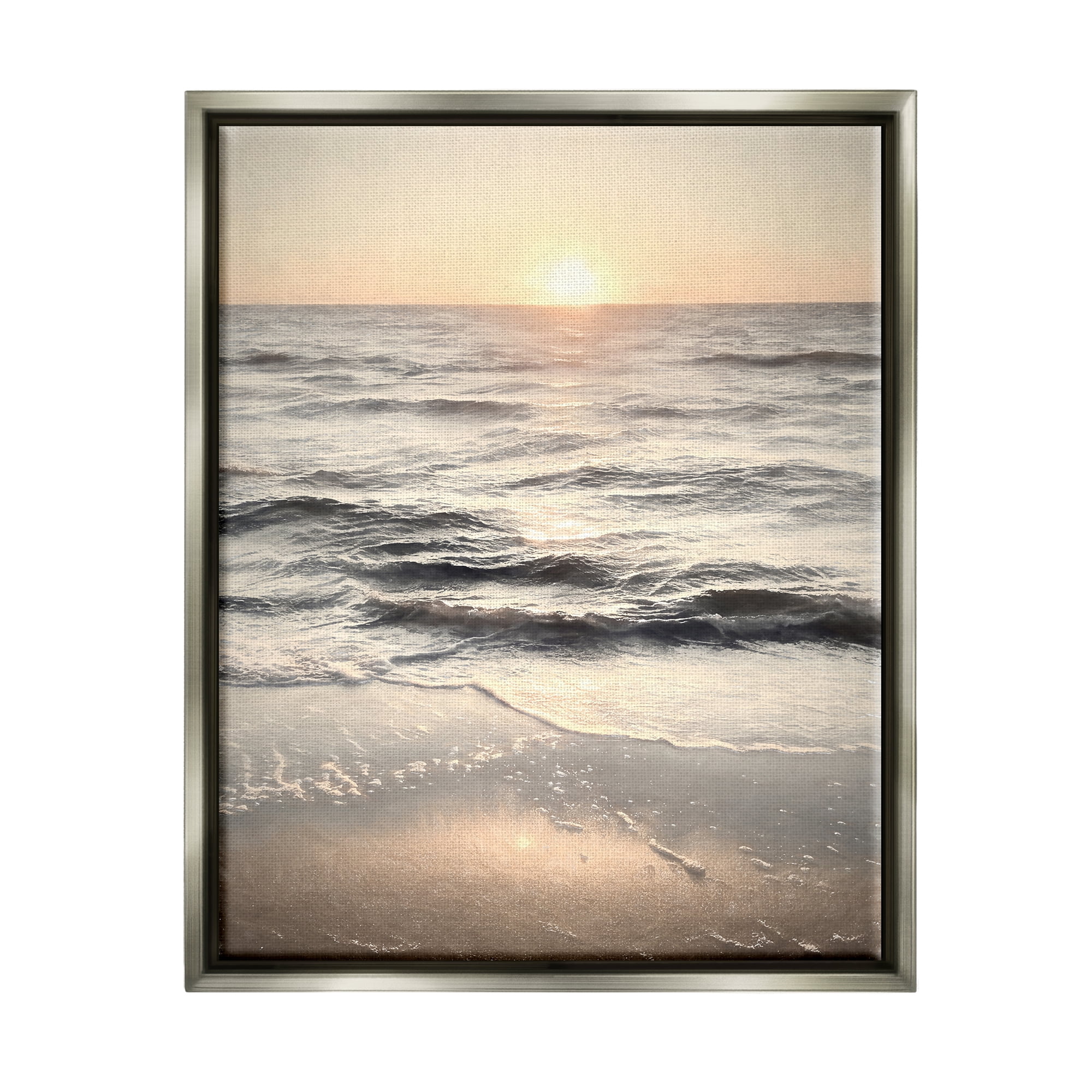 Stupell Industries Silver & Gold Sunset Photography Coastal Photography Gray Floater Framed Art Print Wall Art