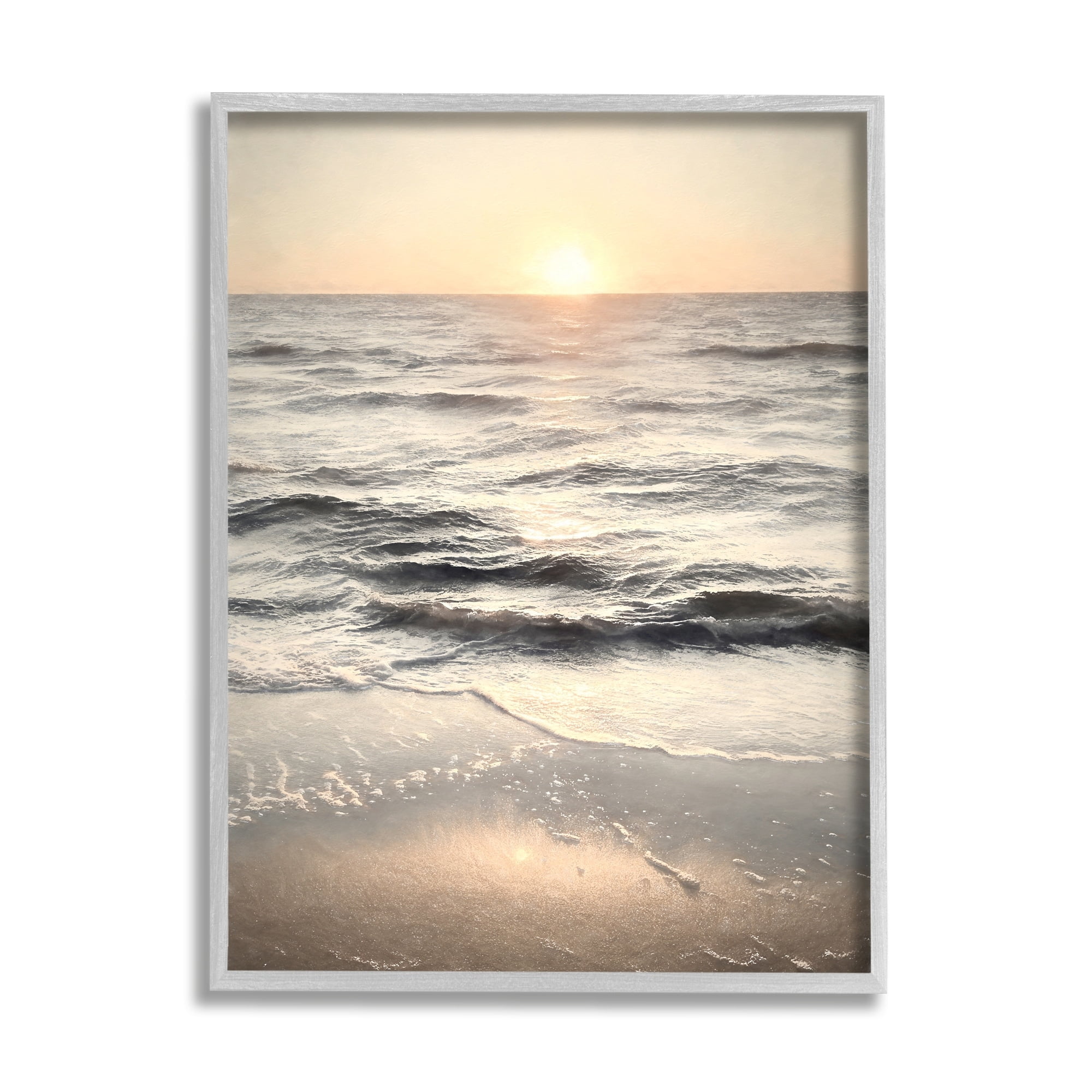 Stupell Industries Silver & Gold Sunset Photography Coastal Photography Gray Framed Art Print Wall Art