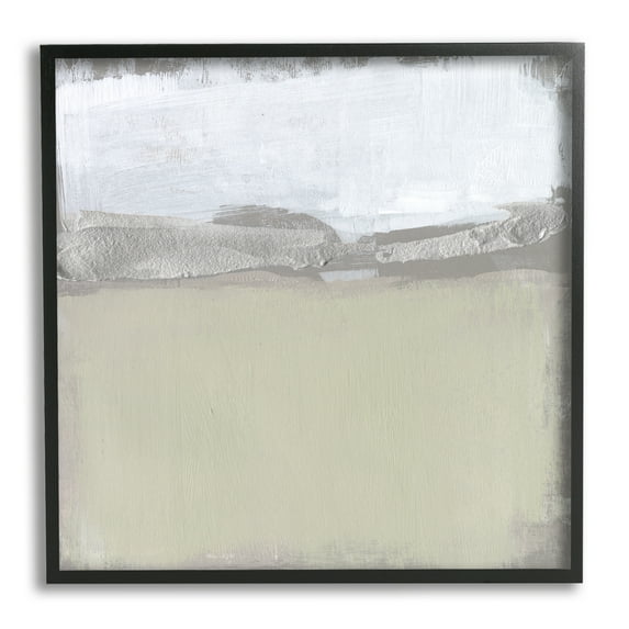 Stupell Industries Silver Ribbon Abstract Horizon Neutral Tone Landscape Abstract Painting Black Framed Art Print Wall Art, 12 x 12