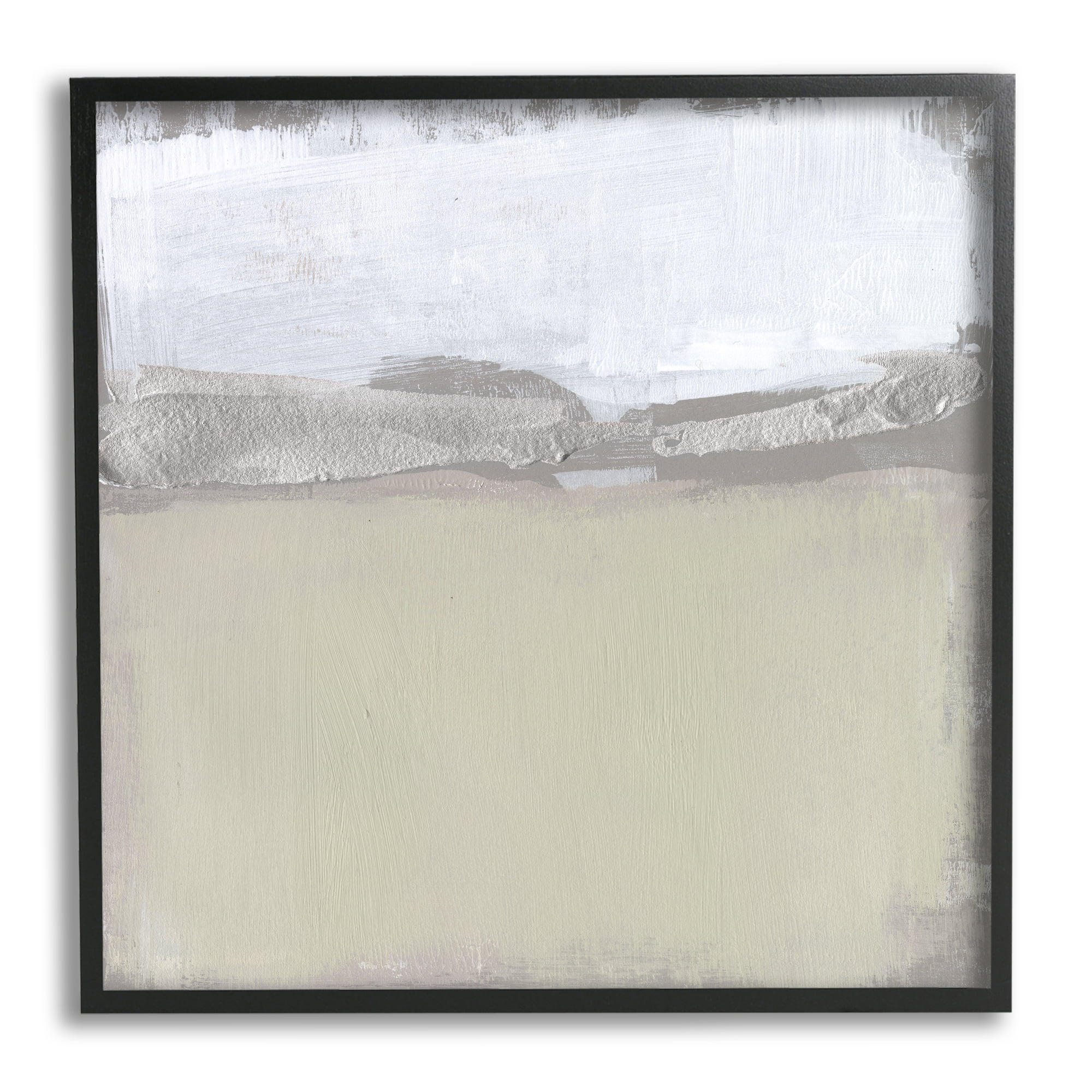 Stupell Industries Silver Ribbon Abstract Horizon Neutral Tone Landscape Abstract Painting Black Framed Art Print Wall Art, 24 x 24