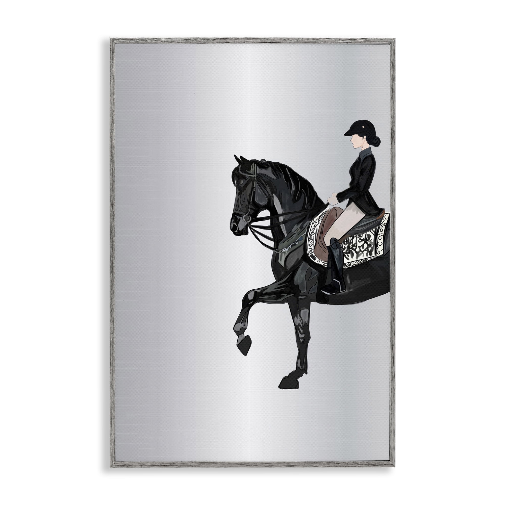Stupell Industries Silver Rider Jockey Animals & Insects Painting Gray Framed Art Print Wall Art, 20 x 30