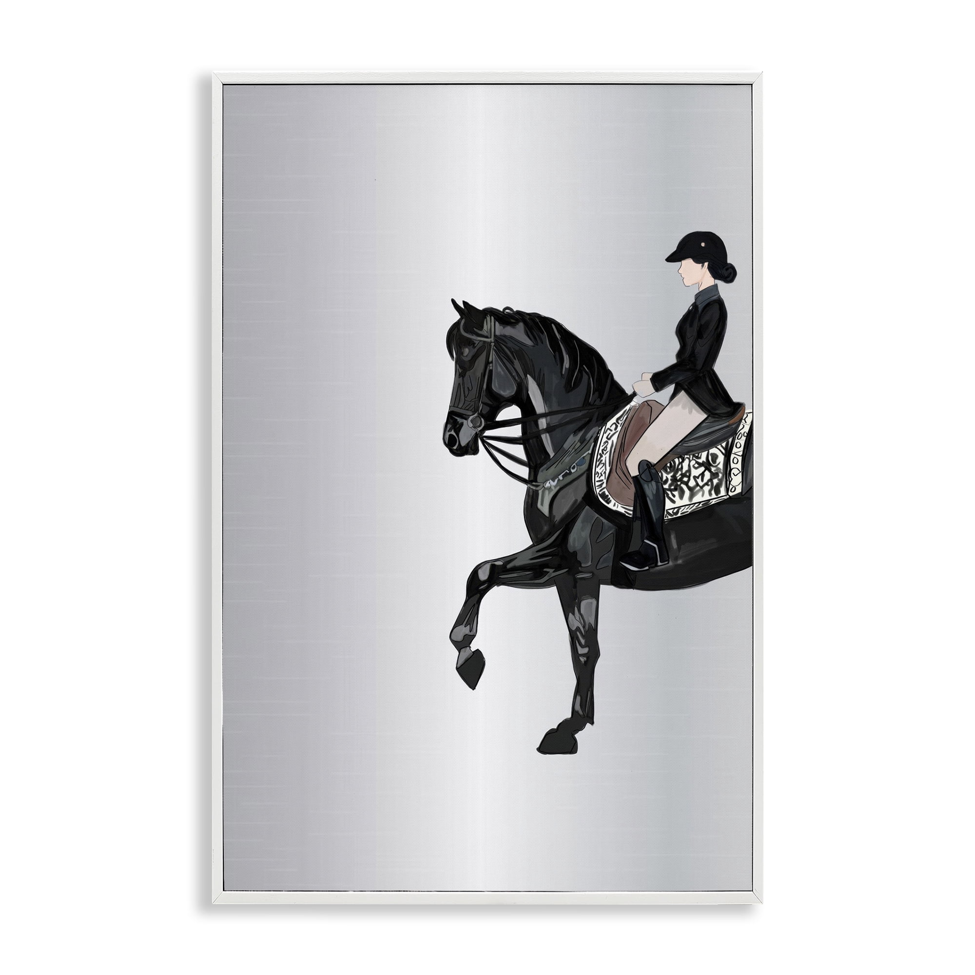 Stupell Industries Silver Rider Jockey Animals & Insects Painting White Framed Art Print Wall Art, 20 x 30