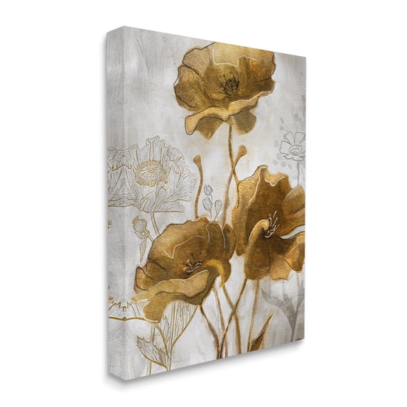 Stupell Industries Silver and Gold Poppies Abstract Flower Field Canvas Wall Art, 30 x 40, Design by Studio W