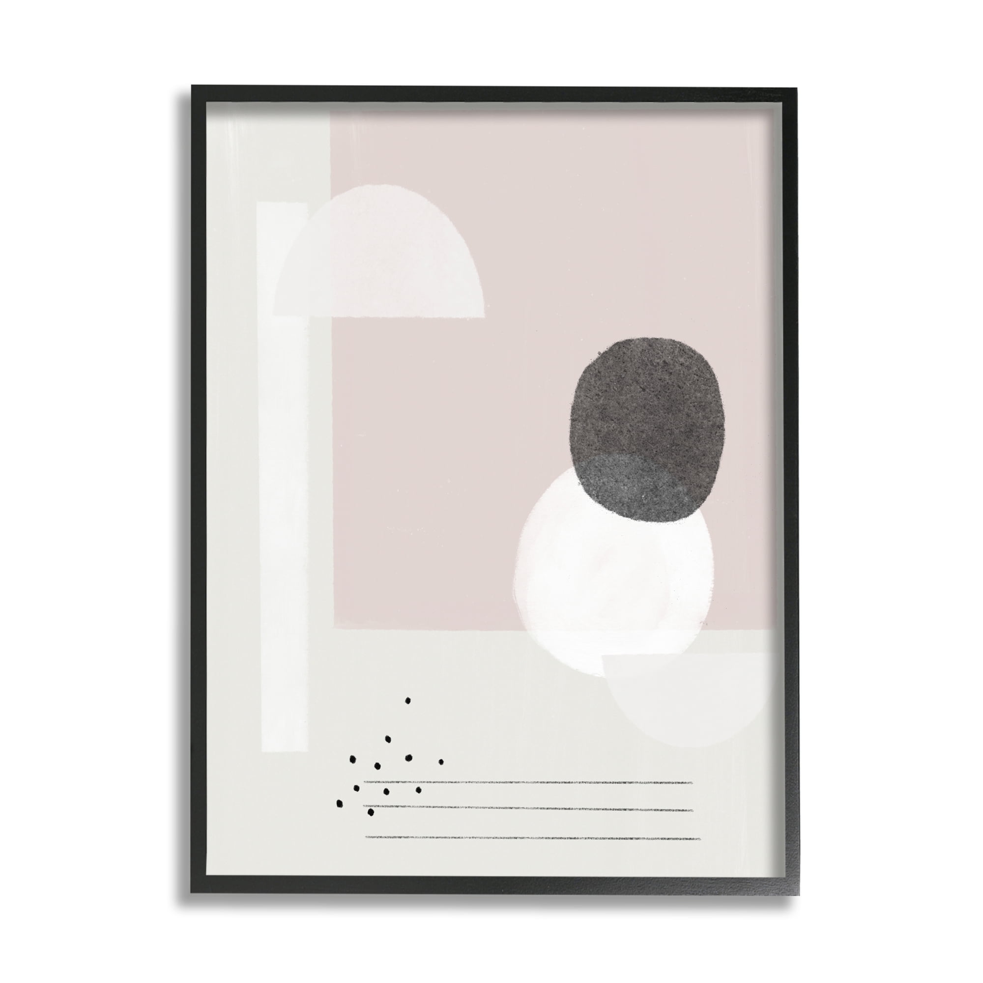 Stupell Industries Simple Abstract Boho Shapes Beige Pink Circles Framed Wall Art, 11 x 14, Design by Leah Straatsma