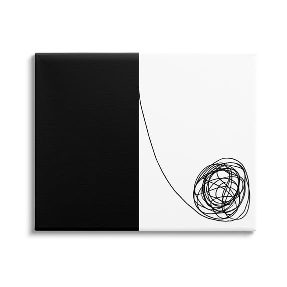 Stupell Industries Simple Abstract Modern Black And White Scribble, 30 x 24, Design by Atelier Posters
