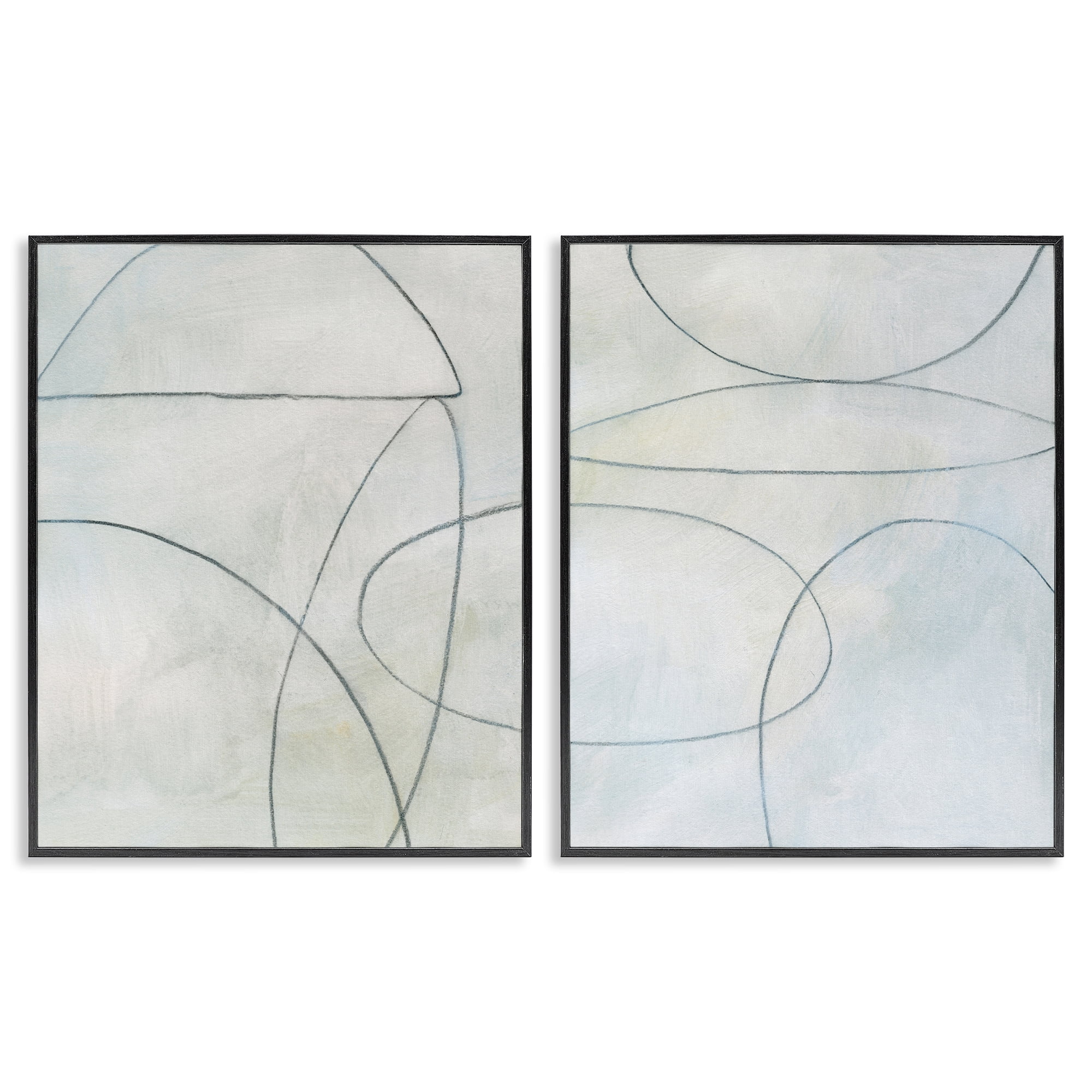 Stupell Industries Simple Abstract Pencil Shapes Abstract Drawing Black Framed Art Print Wall Art, 16 x 20, Set of 2