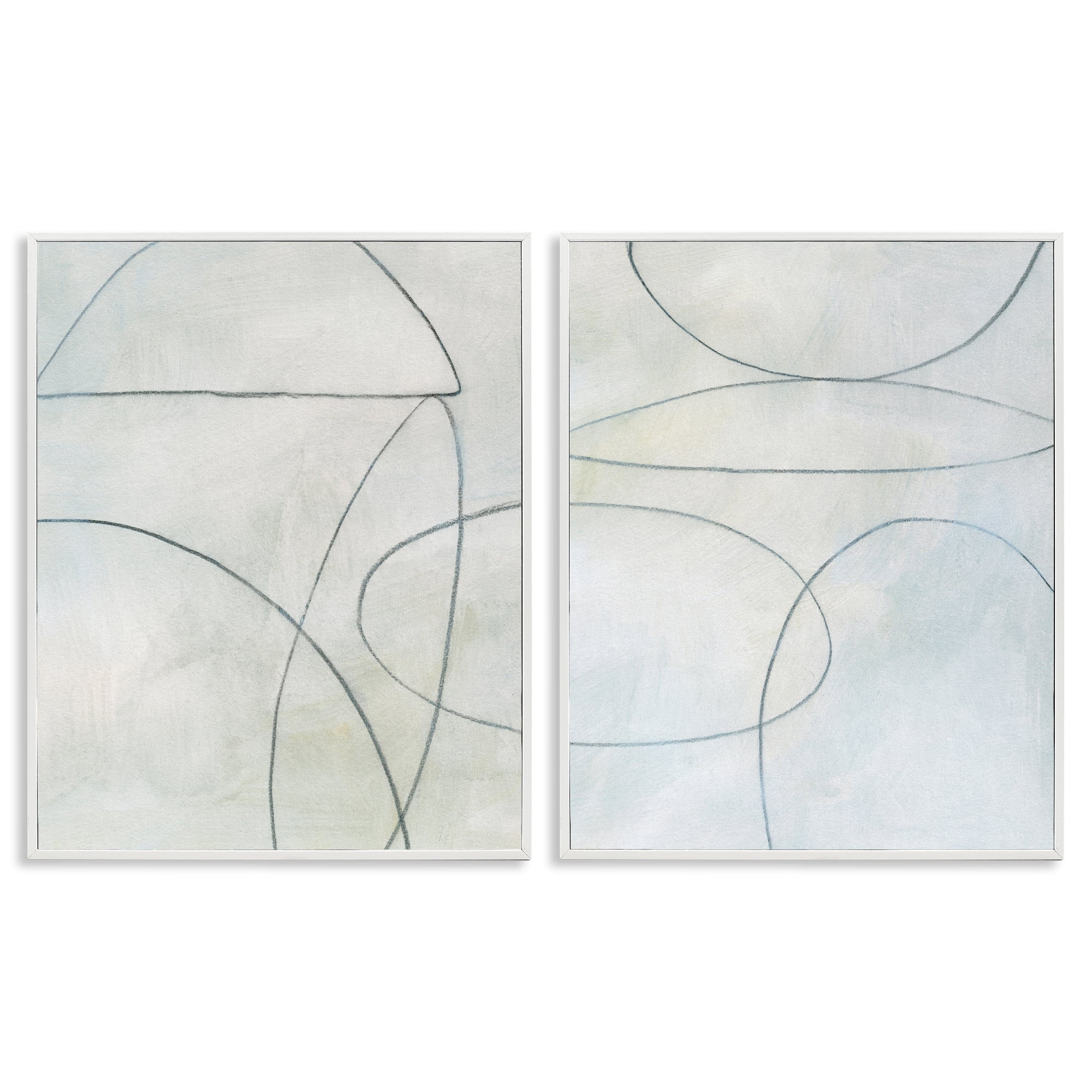 Stupell Industries Simple Abstract Pencil Shapes Abstract Drawing White Framed Art Print Wall Art, 24 x 30, Set of 2