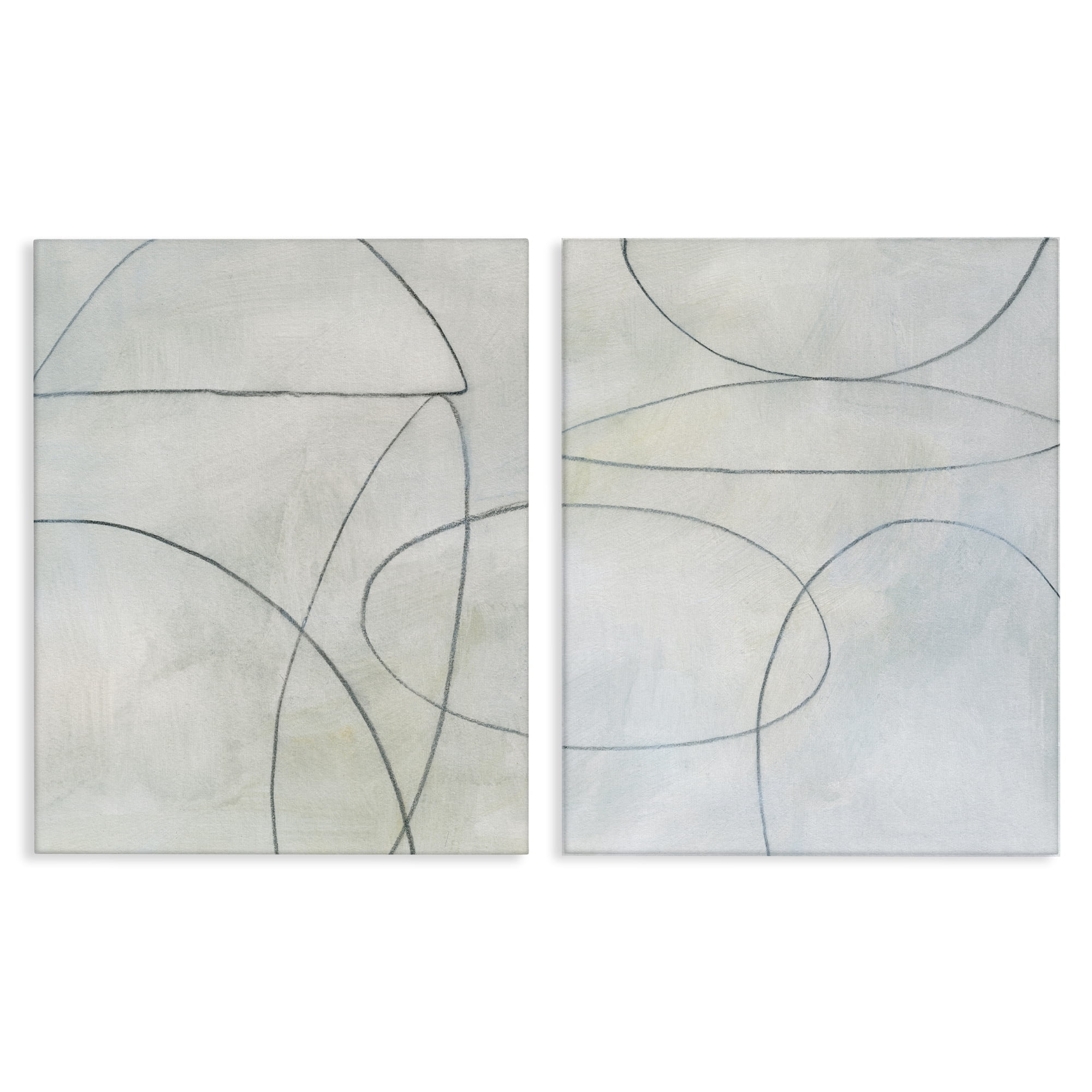 Stupell Industries Simple Abstract Pencil Shapes Abstract Drawing Wrapped Canvas Art Print Wall Art, 24 x 30, Set of 2