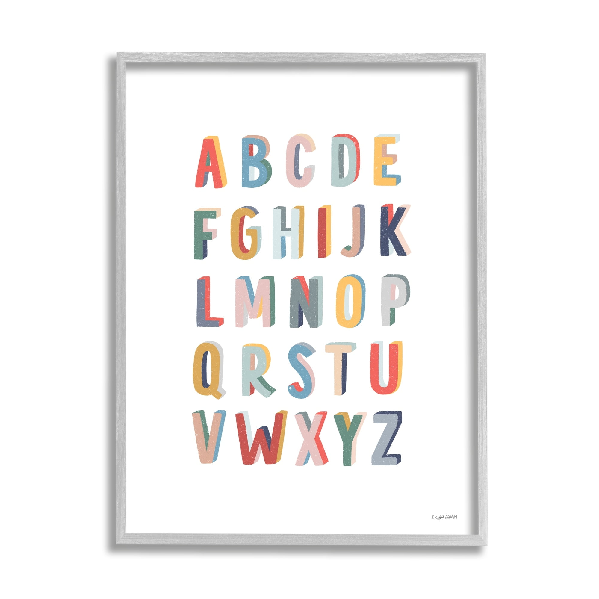 Stupell Industries Simple Alphabet Block Letters Symbols Design, 11 x 14, Design by Kyra Brown