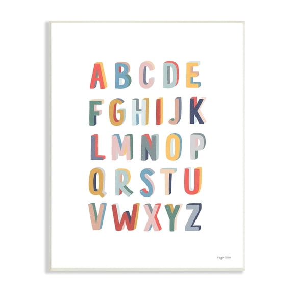Stupell Industries Simple Alphabet Block Letters Symbols Design, 13 x 19, Design by Kyra Brown