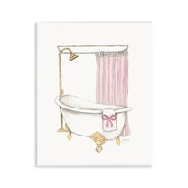 Stupell Industries Simple Bathtub with Bow Fashion Painting Unframed Art Print Wall Art, 11 x 14