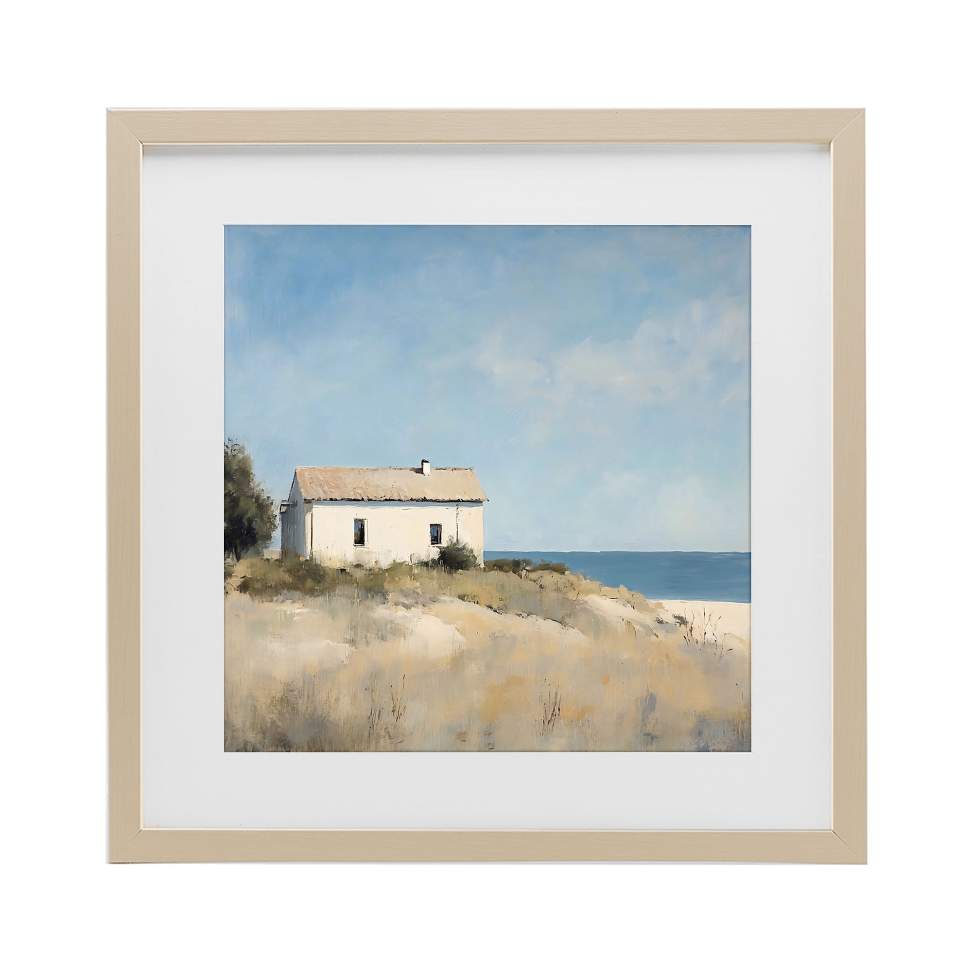 Stupell Industries Simple Beach House on Dunes Birch Framed Print Under Glass, design by Creative Studio
