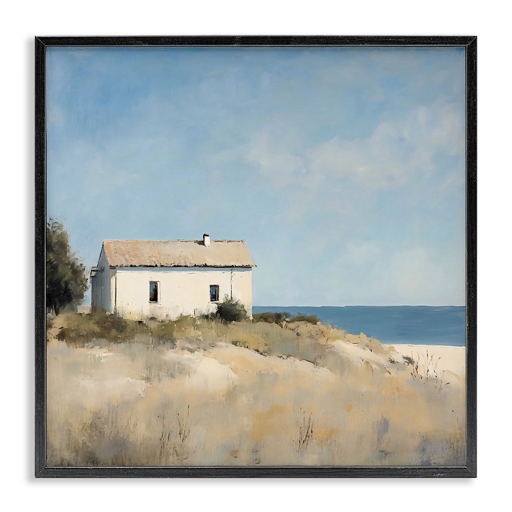 Stupell Industries Simple Beach House on Dunes Black Framed Giclee Art, design by Creative Studio
