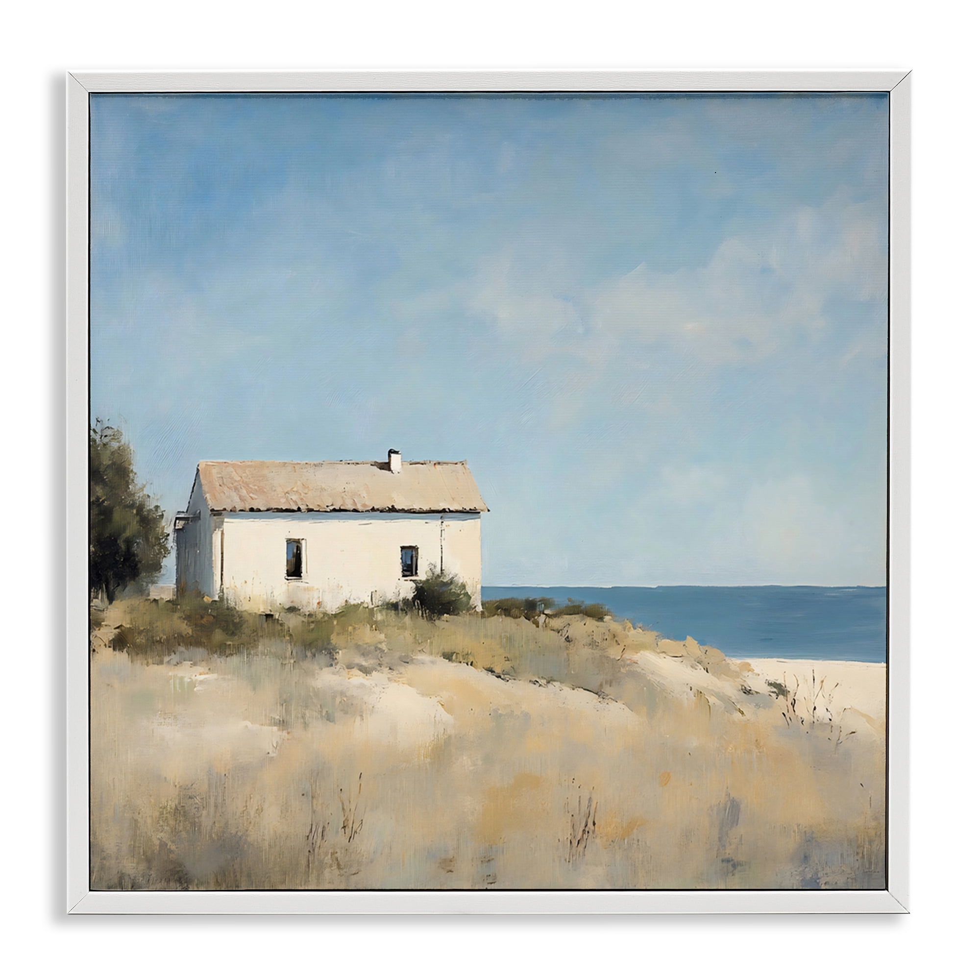 Stupell Industries Simple Beach House on Dunes White Framed Giclee Art, design by Creative Studio