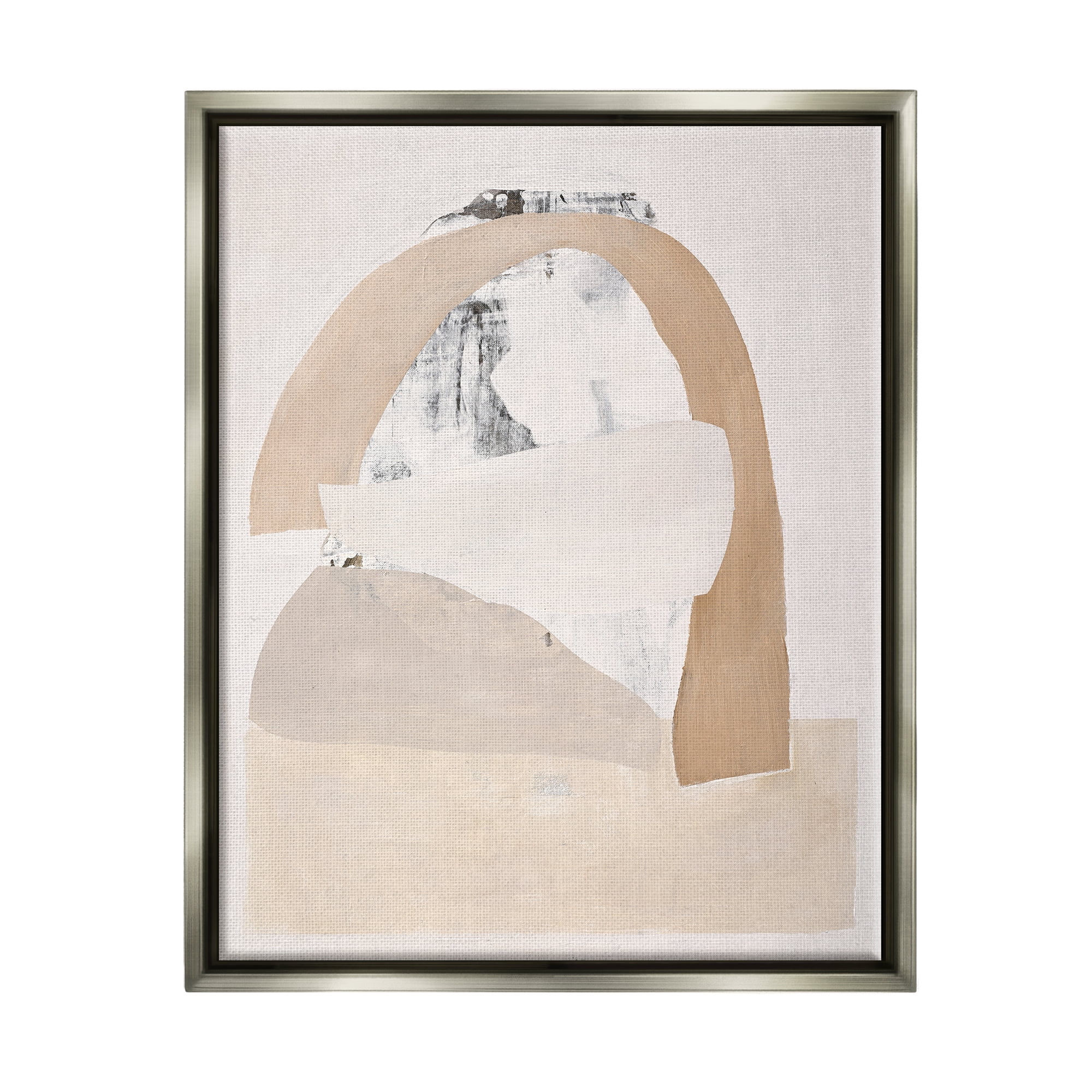 Stupell Industries Simple Beige Abstract Abstract Painting Gray Floater Framed Canvas Art Print Wall Art, 25 x 31