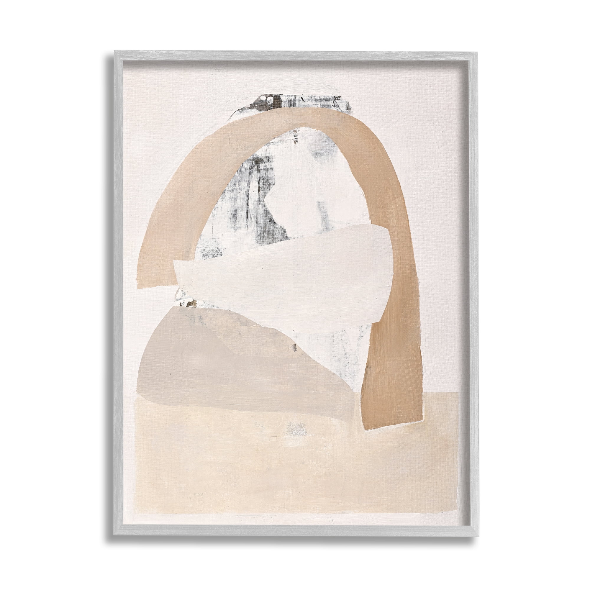 Stupell Industries Simple Beige Abstract Abstract Painting Gray Framed Art Print Wall Art, 11 x 14