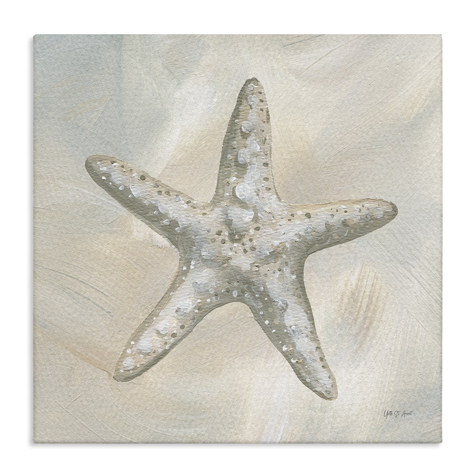 Stupell Industries Simple Beige Starfish Coastal Painting Gallery Wrapped Canvas Art Print Wall Art, 30 x 30
