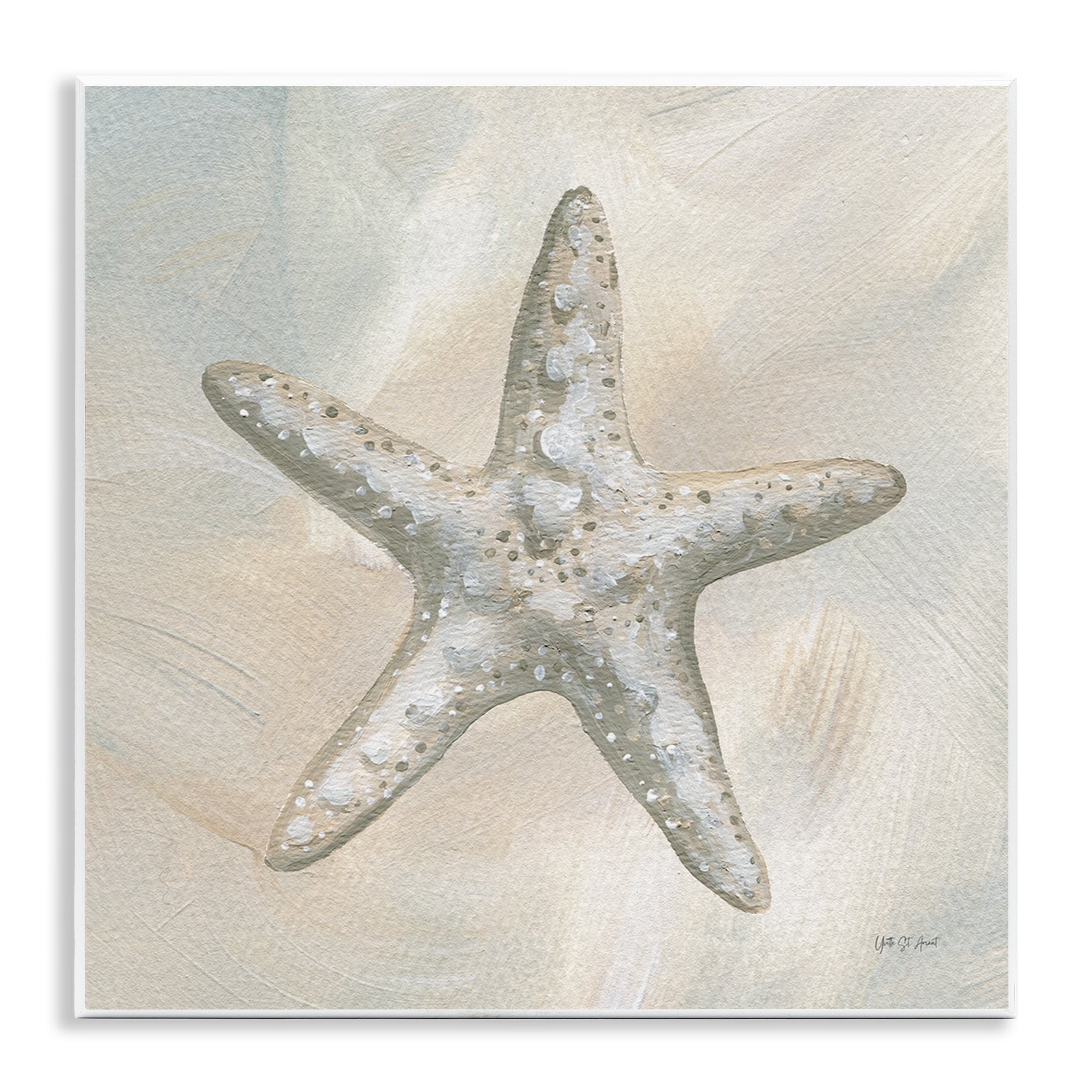 Stupell Industries Simple Beige Starfish Coastal Painting Unframed Art Print Wall Art, 12 x 12