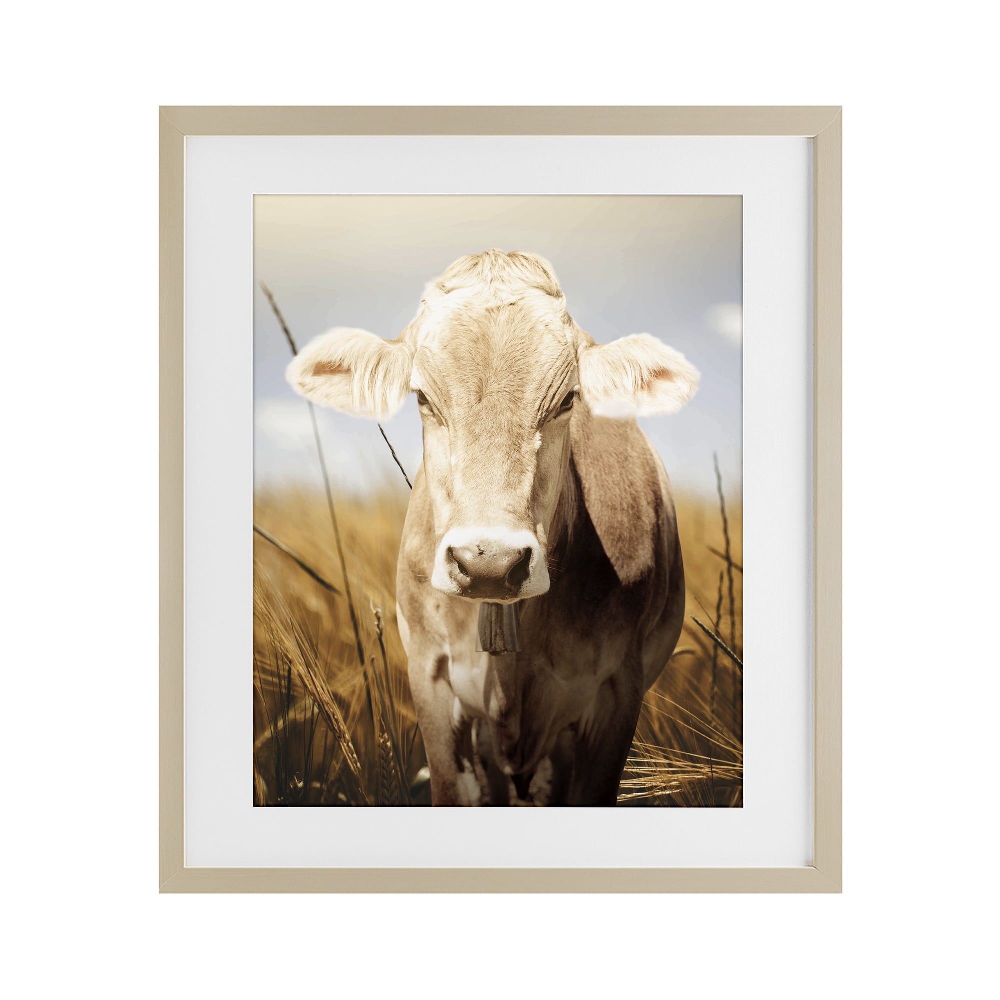 Stupell Industries Simple Belle Cow Portrait Birch Framed Print Under Glass, design by Marcus Prime