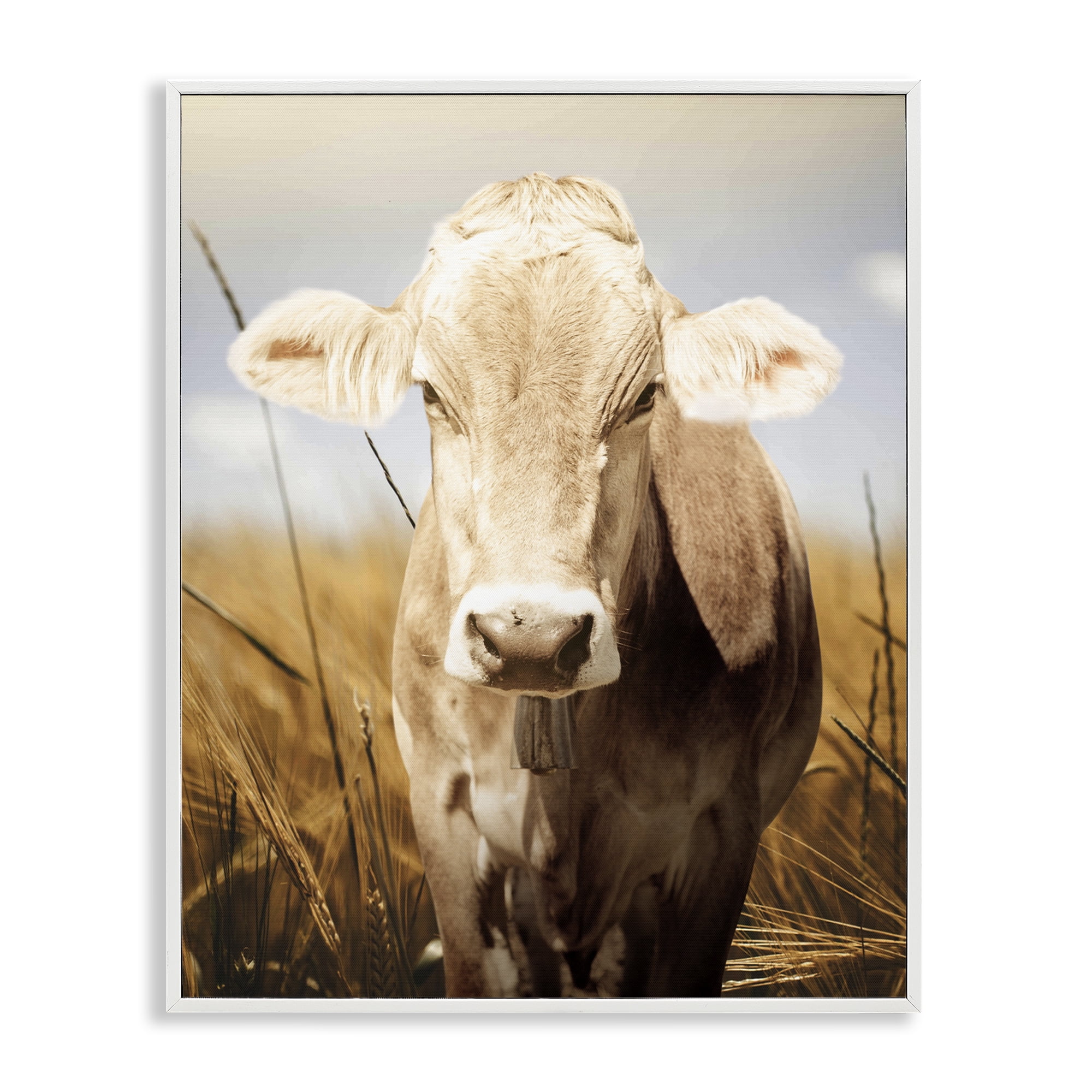 Stupell Industries Simple Belle Cow Portrait White Framed Giclee Art, design by Marcus Prime