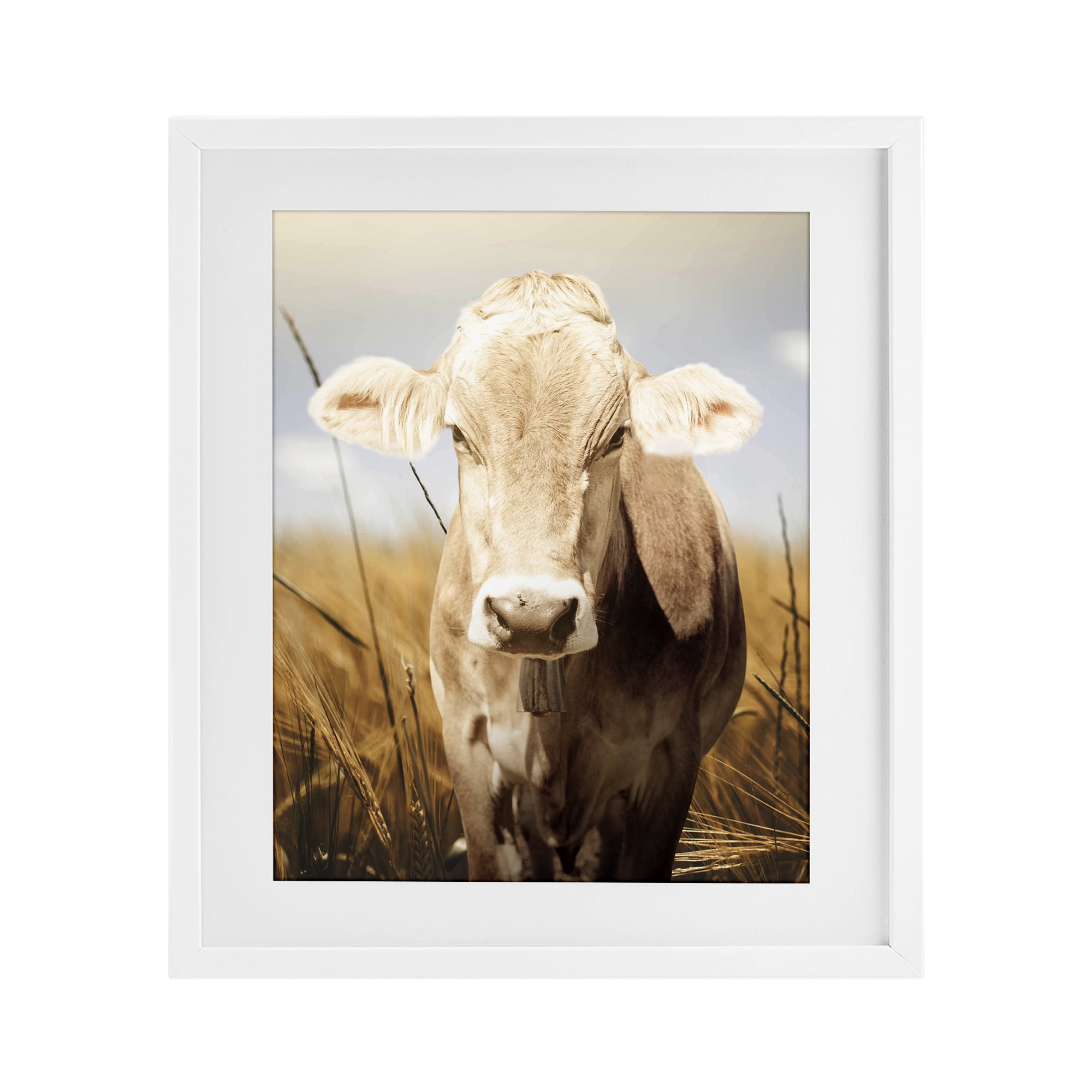 Stupell Industries Simple Belle Cow Portrait White Framed Print Under Glass, design by Marcus Prime