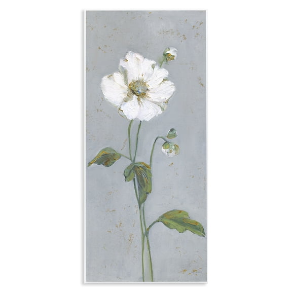 Stupell Industries Simple Bloom on Blue Floral Painting Unframed Art Print Wall Art, 7 x 17