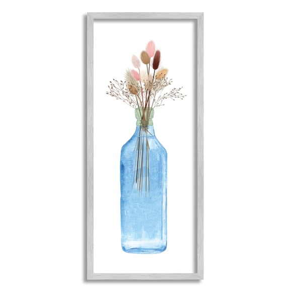 Stupell Industries Simple Blue Flower Vase Botanical Arrangement Design, 10 x 24, Design by Susan Jill