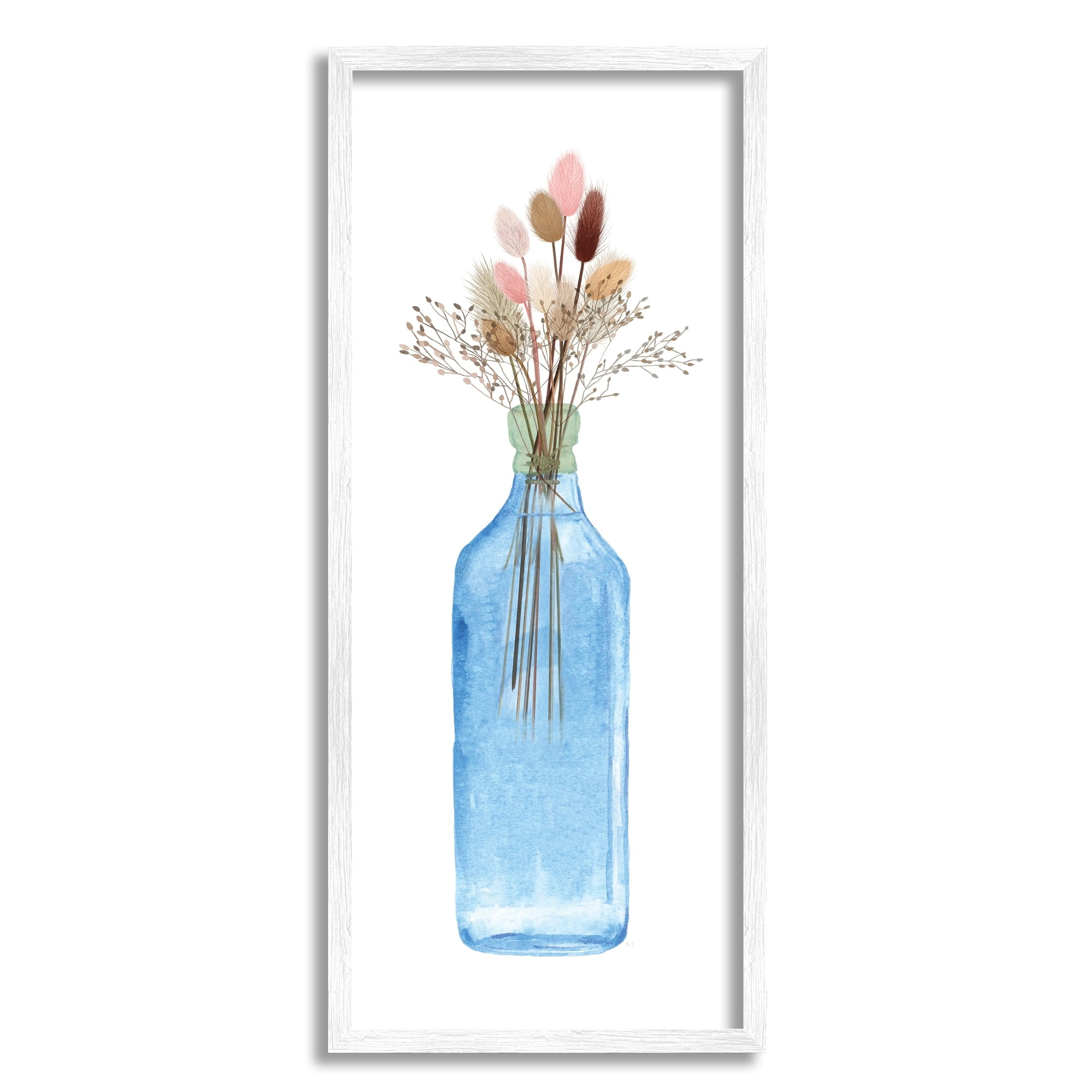 Stupell Industries Simple Blue Flower Vase Botanical Arrangement Design, 10 x 24, Design by Susan Jill