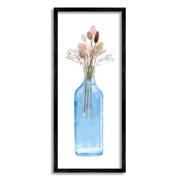 Stupell Industries Simple Blue Flower Vase Botanical Arrangement Design, 13 x 30, Design by Susan Jill
