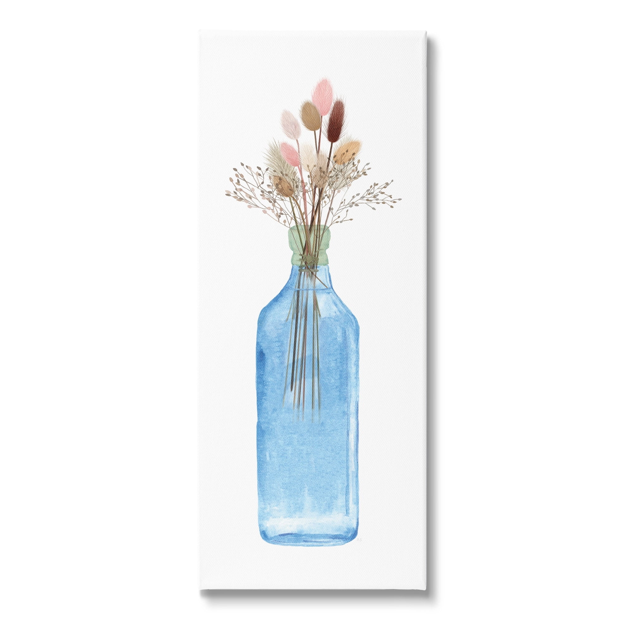 Stupell Industries Simple Blue Flower Vase Botanical Arrangement Design, 20 x 48, Design by Susan Jill