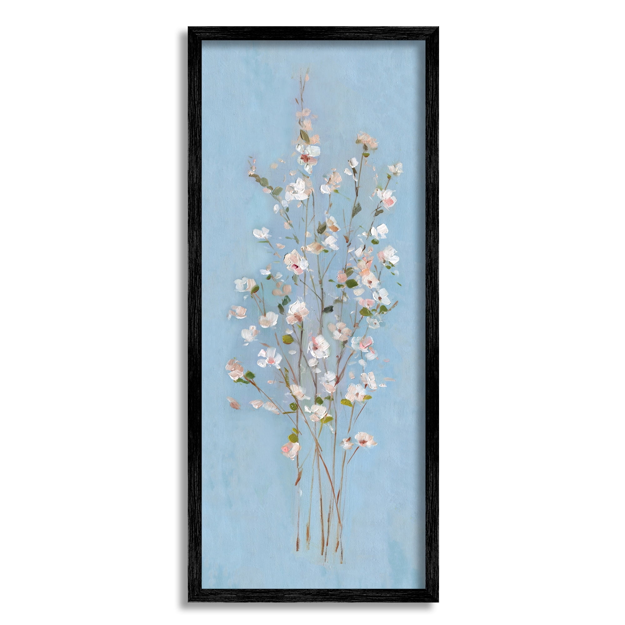 Stupell Industries Simple Botanical Floral Stems Pattern Blue Background , 13 x 30, Design by Sally Swatland