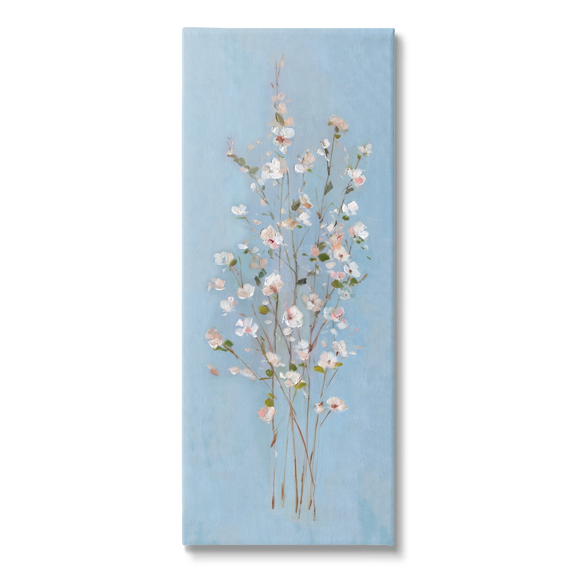 Stupell Industries Simple Botanical Floral Stems Pattern Blue Background , 20 x 48, Design by Sally Swatland