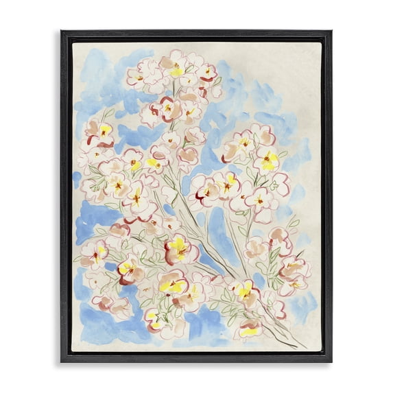 Stupell Industries Farmhouse Simple Branch Sketch Black Floating Frame Canvas Art, 17 x 21, by June Erica Vess