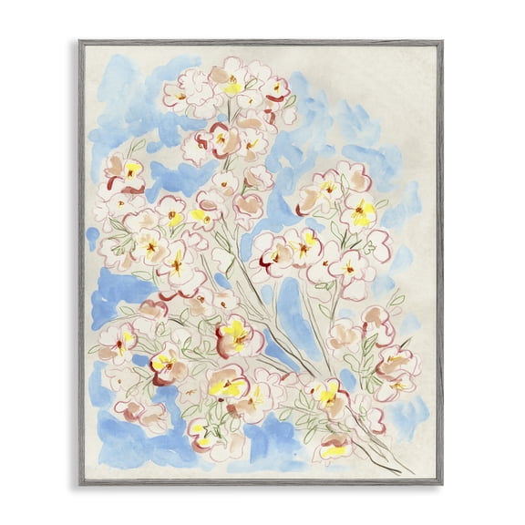 Stupell Industries Simple Branch Sketch Floral Painting Gray Framed Art Print Wall Art, 11 x 14