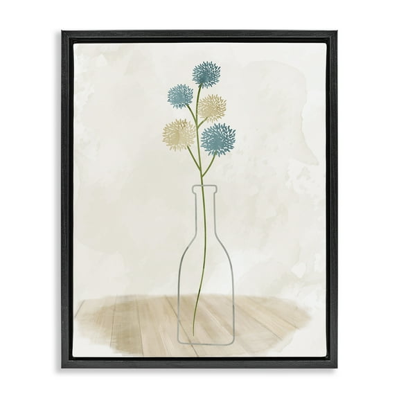 Stupell Industries Simple Bud Vase Botanical & Floral Painting Black Floater Framed Art Print Wall Art, 17 x 21