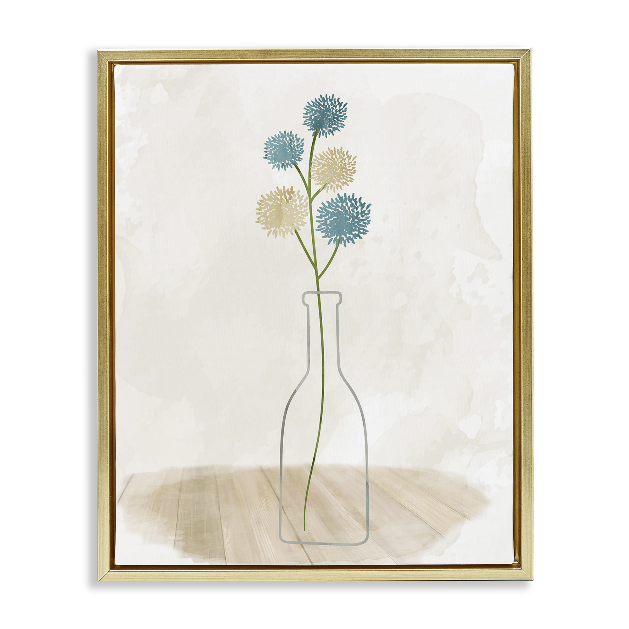 Stupell Industries Simple Bud Vase Botanical & Floral Painting Gold Floater Framed Art Print Wall Art, 17 x 21