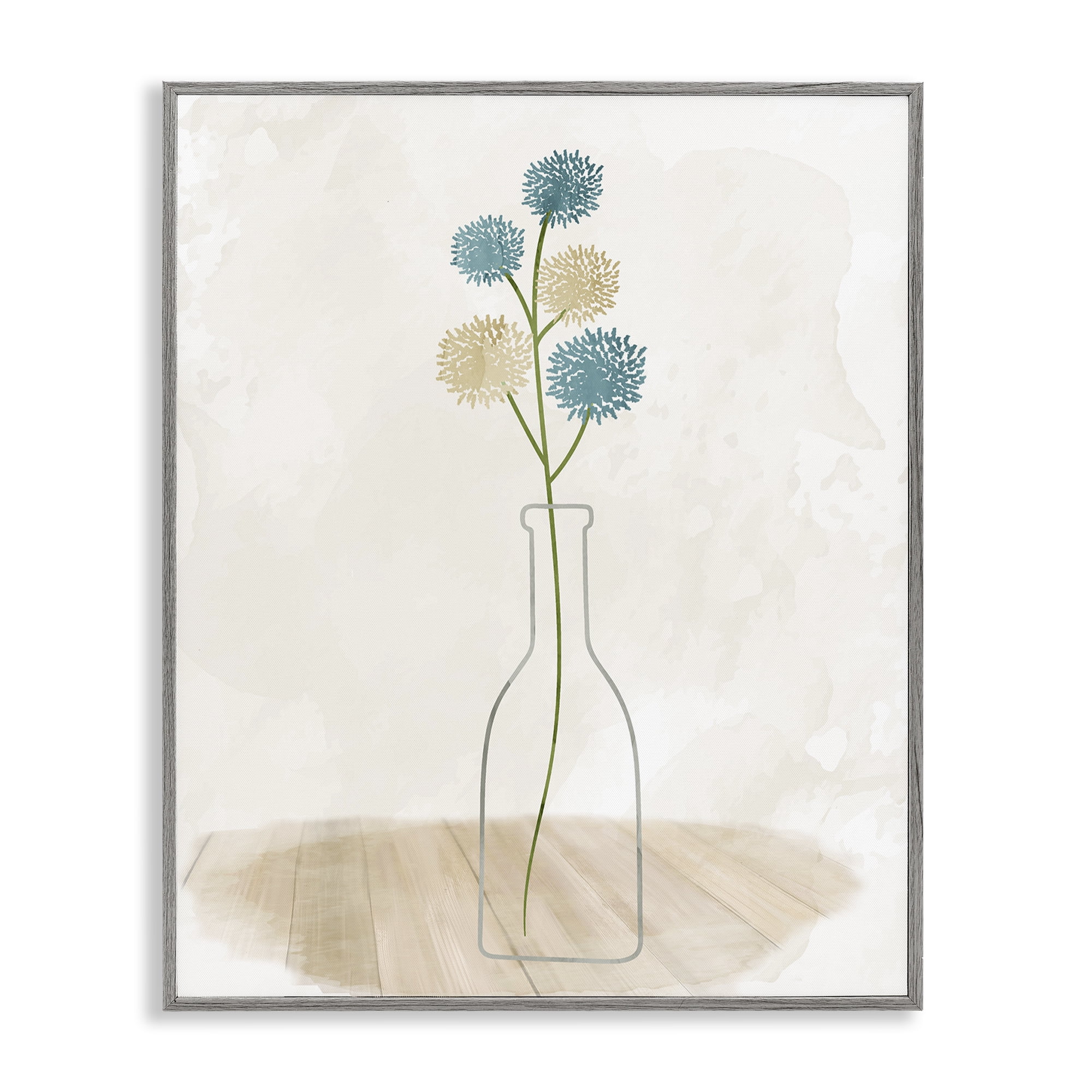 Stupell Industries Simple Bud Vase Botanical & Floral Painting Gray Framed Art Print Wall Art, 11 x 14