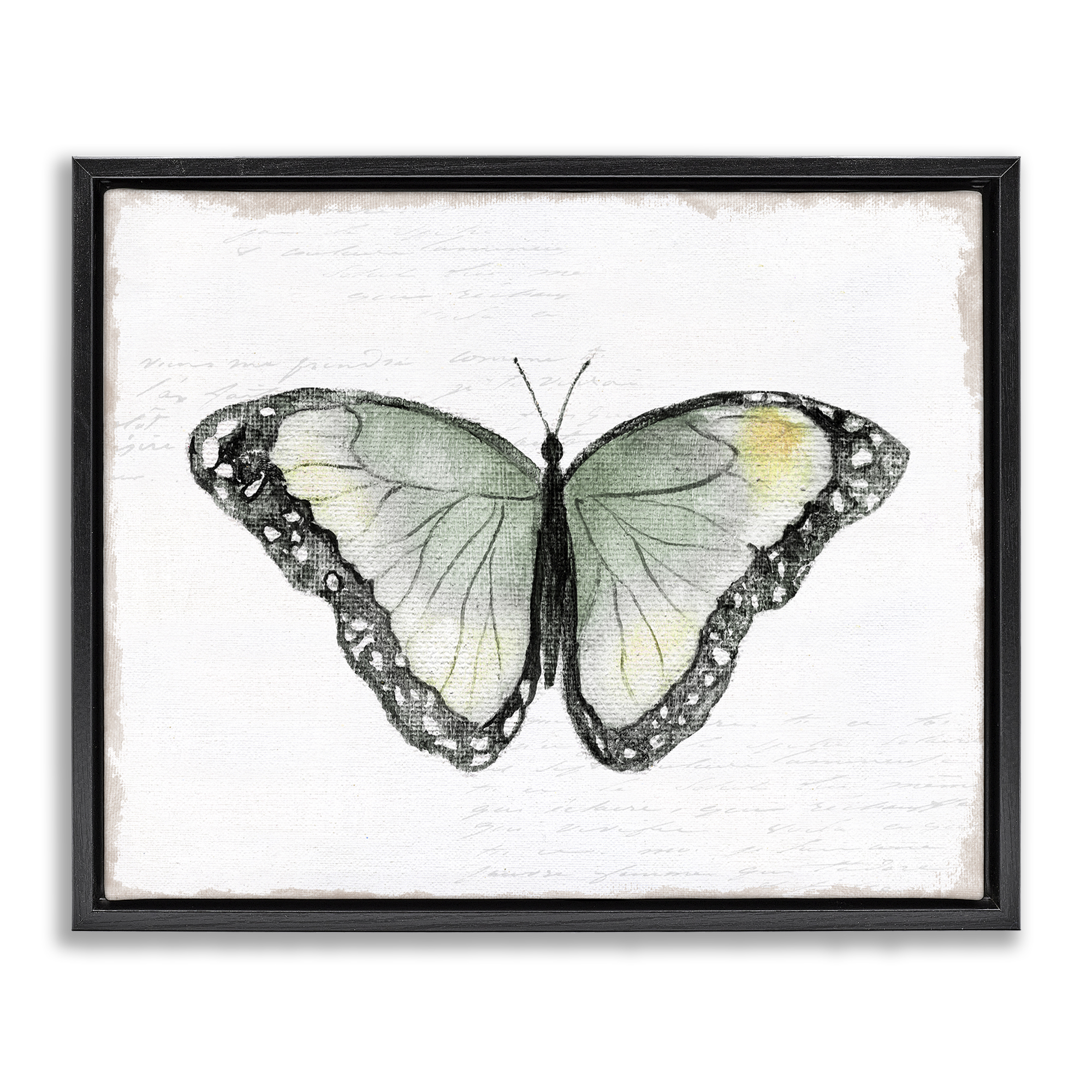 Stupell Industries Simple Butterfly Visage Animals Painting Black Floater Framed Canvas Art Print Wall Art, 31 x 25
