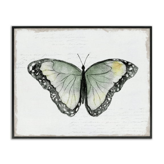 Stupell Industries Simple Butterfly Visage Animals Painting Black Framed Art Print Wall Art, 14 x 11