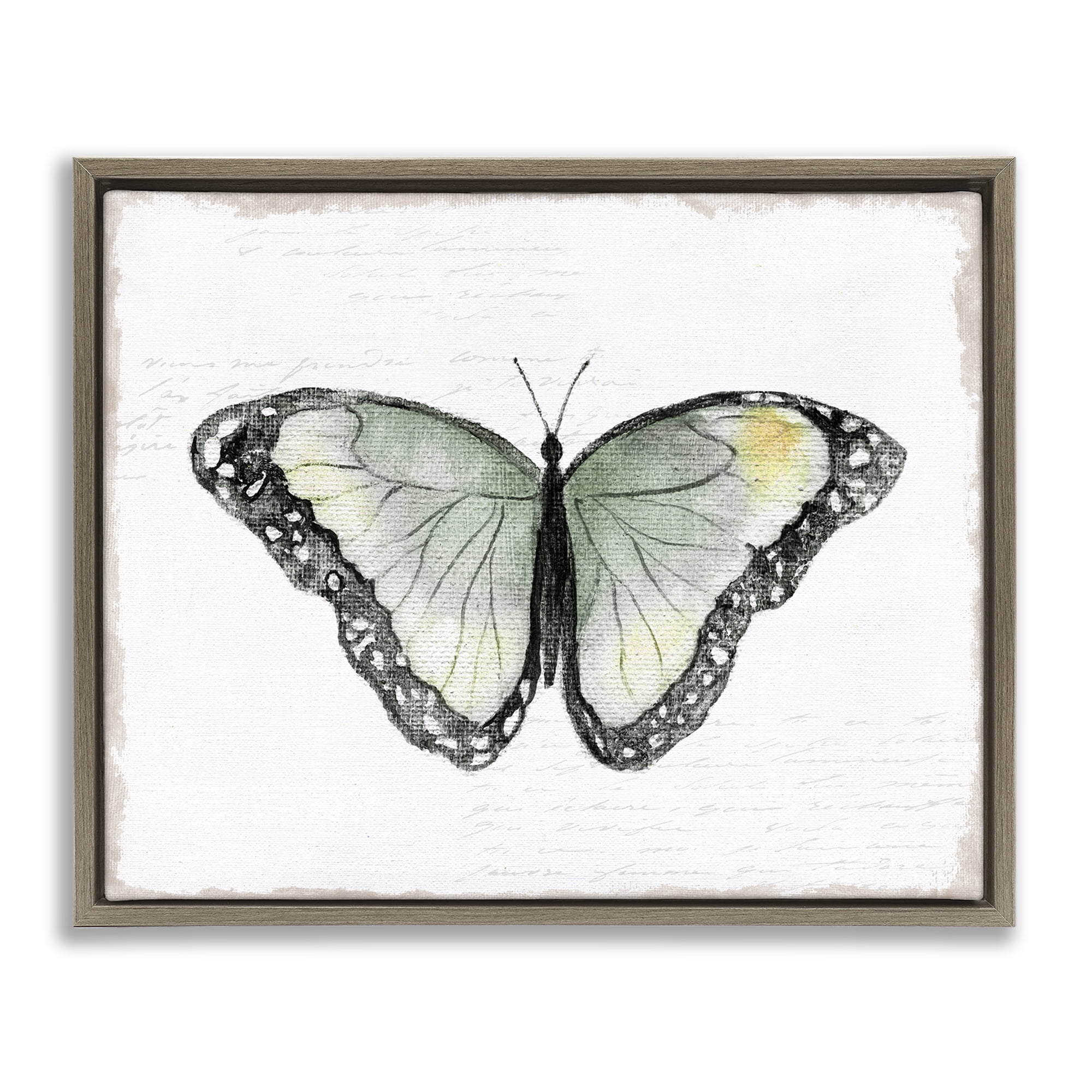 Stupell Industries Simple Butterfly Visage Animals Painting Brown Floater Framed Canvas Art Print Wall Art, 31 x 25