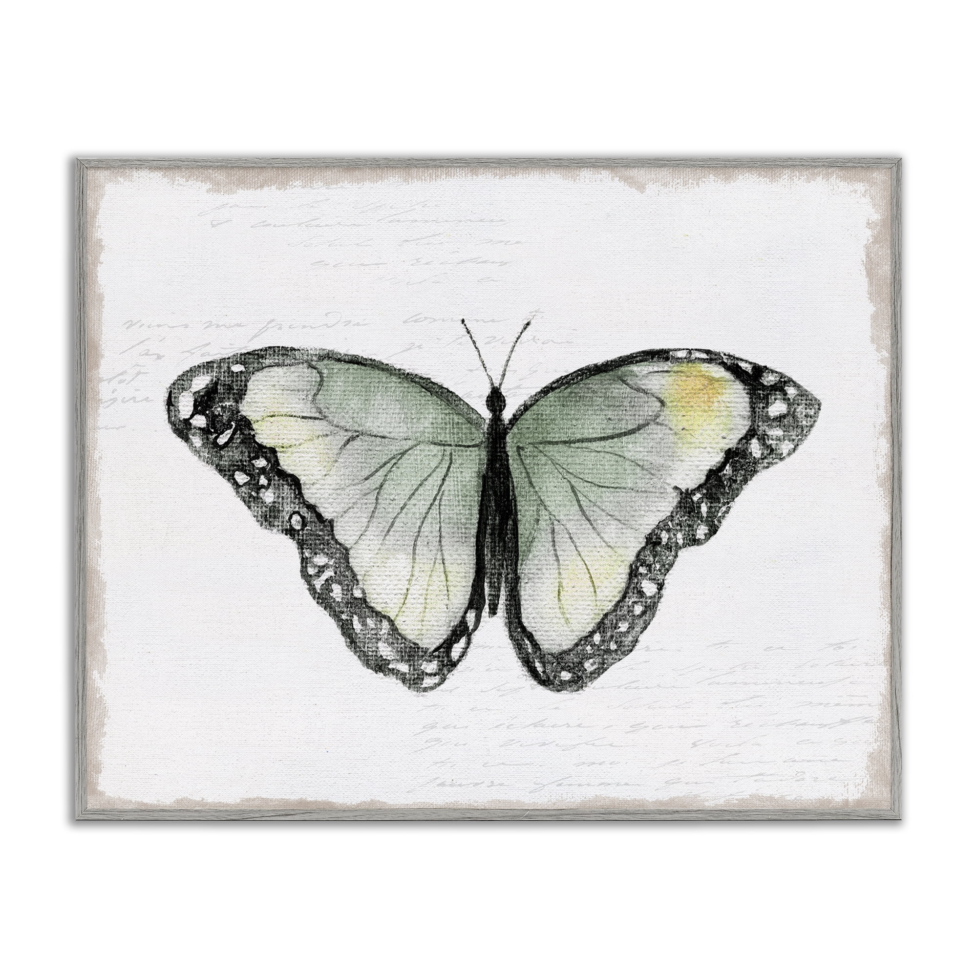Stupell Industries Simple Butterfly Visage Animals Painting Gray Framed Art Print Wall Art, 14 x 11