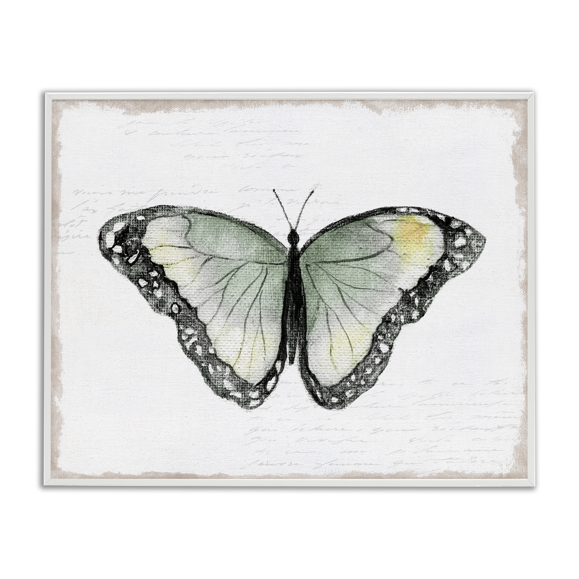 Stupell Industries Simple Butterfly Visage Animals Painting White Framed Art Print Wall Art, 14 x 11