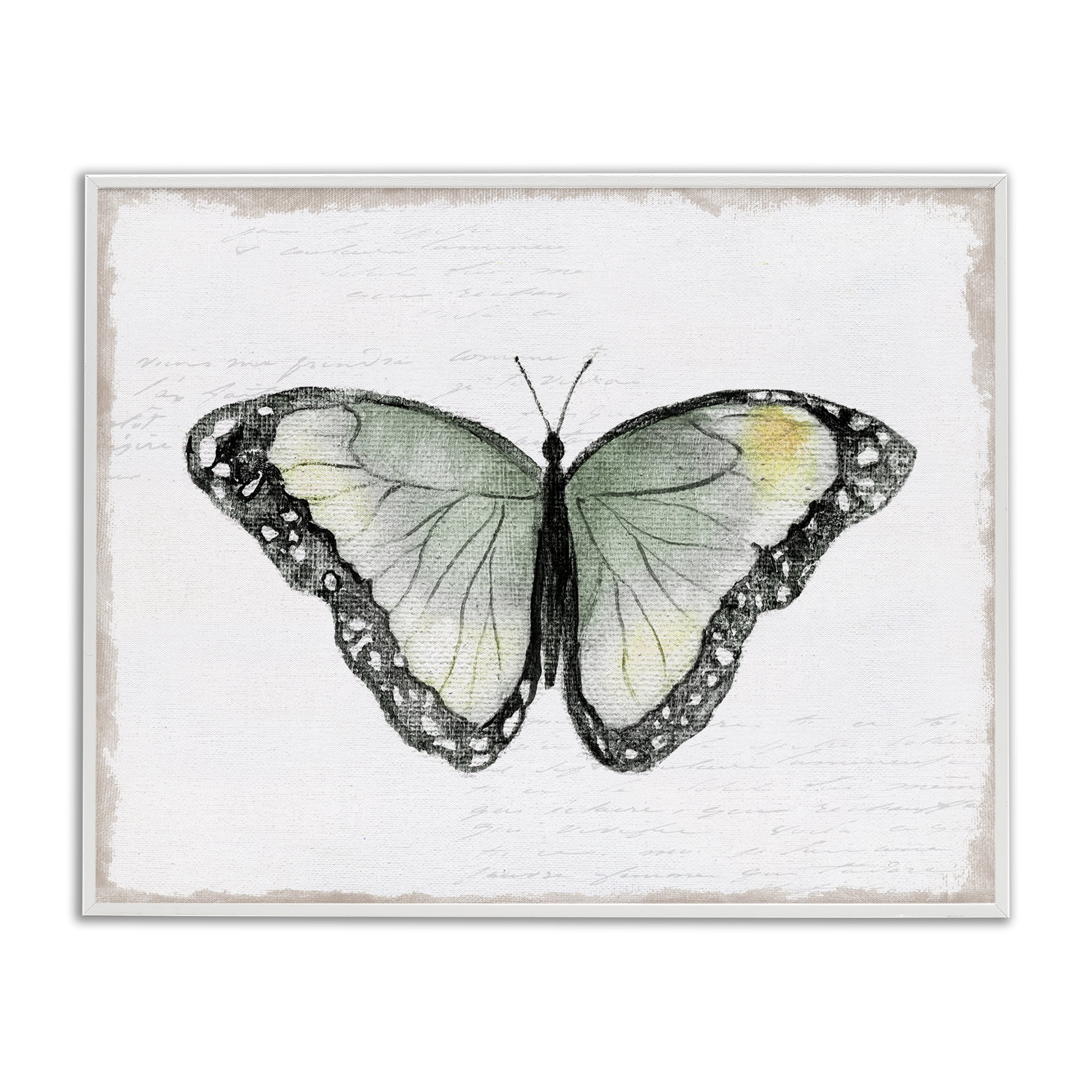 Stupell Industries Simple Butterfly Visage Animals Painting White Framed Art Print Wall Art, 30 x 24