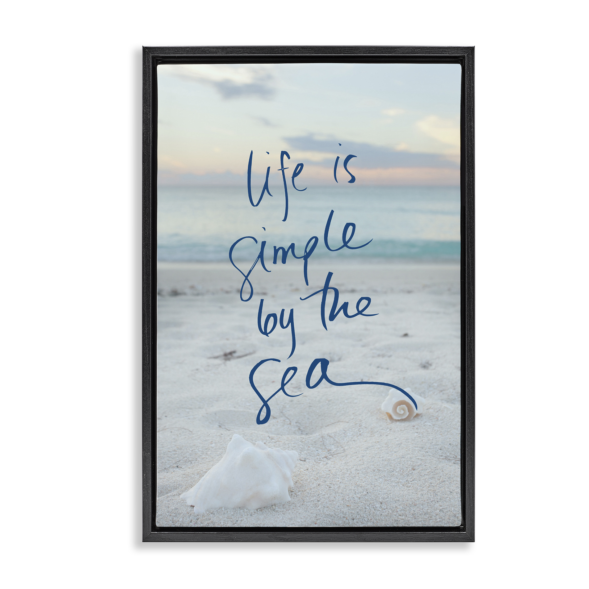Stupell Industries Simple By The Sea Coastal Painting Black Floater Framed Canvas Art Print Wall Art, 17 x 25