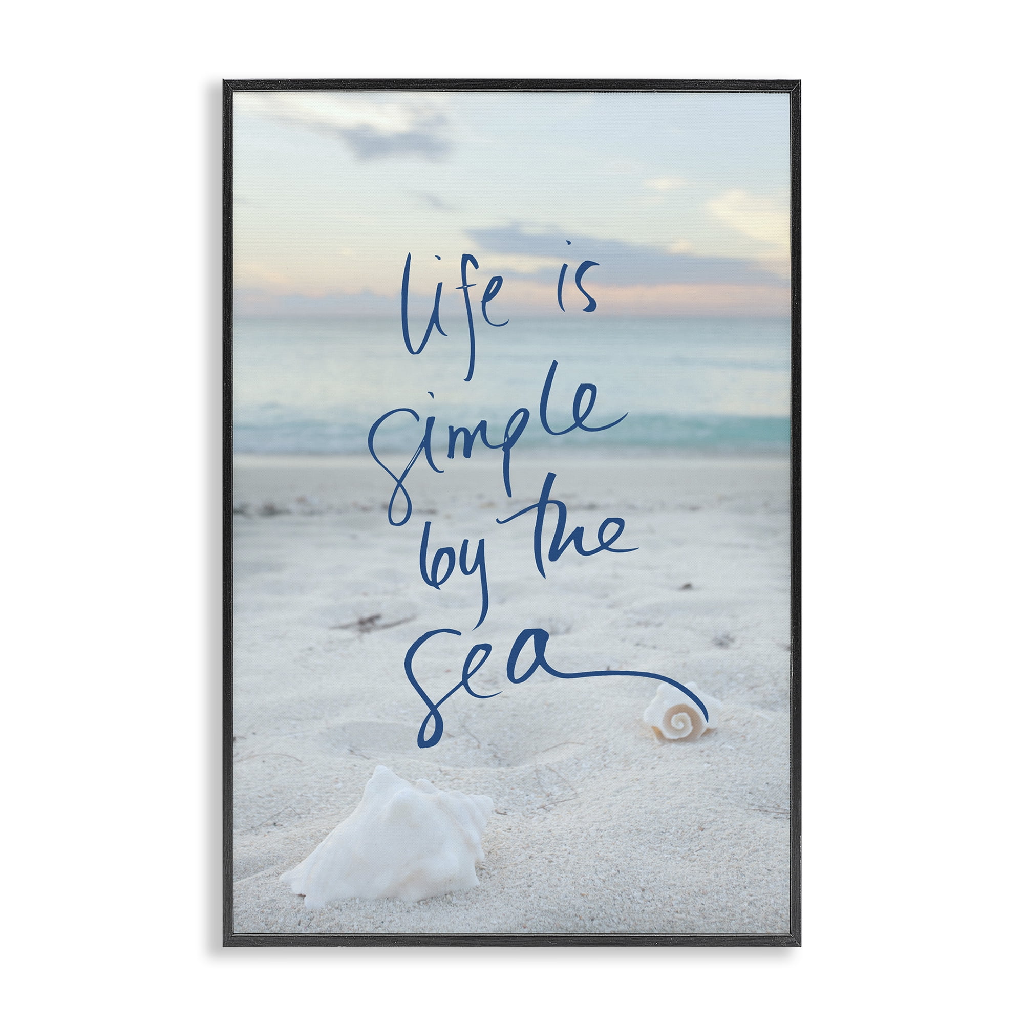 Stupell Industries Simple By The Sea Coastal Painting Black Framed Art Print Wall Art, 20 x 30