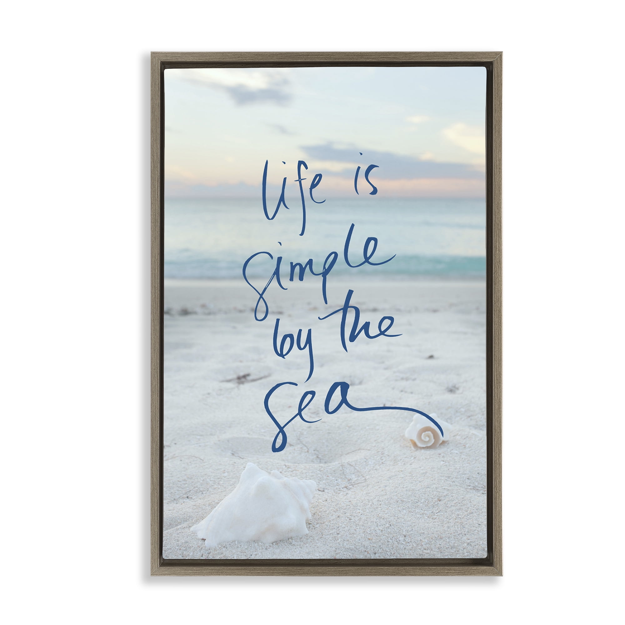 Stupell Industries Simple By The Sea Coastal Painting Brown Floater Framed Canvas Art Print Wall Art, 17 x 25