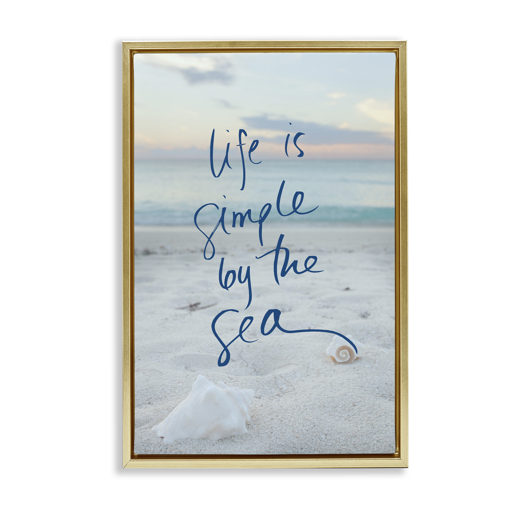 Stupell Industries Simple By The Sea Coastal Painting Gold Floater Framed Canvas Art Print Wall Art, 17 x 25